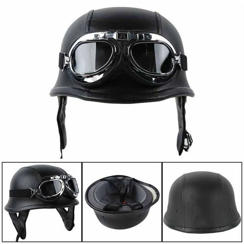 Casco de media cara motocicleta, gafas de aviador para motociclista, negro, Interior, AliExpress