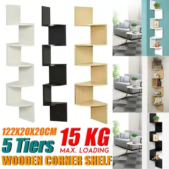 

5 Tier Corner Mount Shelf Organizer Wall Shelf Kitchen Storage Rack Holder Home Bookshelf Shelves Storage Home Decor