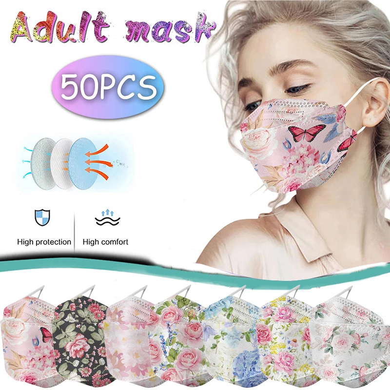 Маска FFP2 для взрослых с цветочным принтом KF95 маска лица женщин 4-слойная Mascarilla Fpp2
