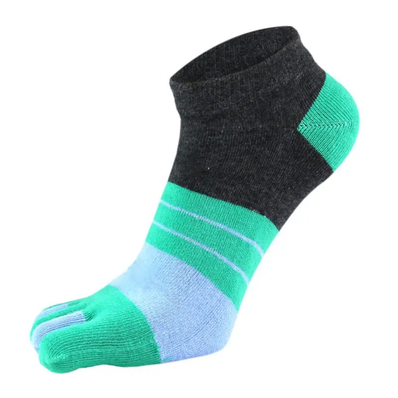 Летние мужские носки, хлопковые носки с пятью пальцами, дышащие мужские носки, повседневные носки - Цвет: Зеленый