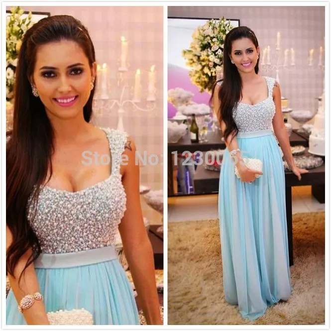 Robe De Soiree небесно-голубое жемчужное Элегантное длинное шифоновое платье с рукавами-крылышками для выпускного вечера для женщин платья подружки невесты