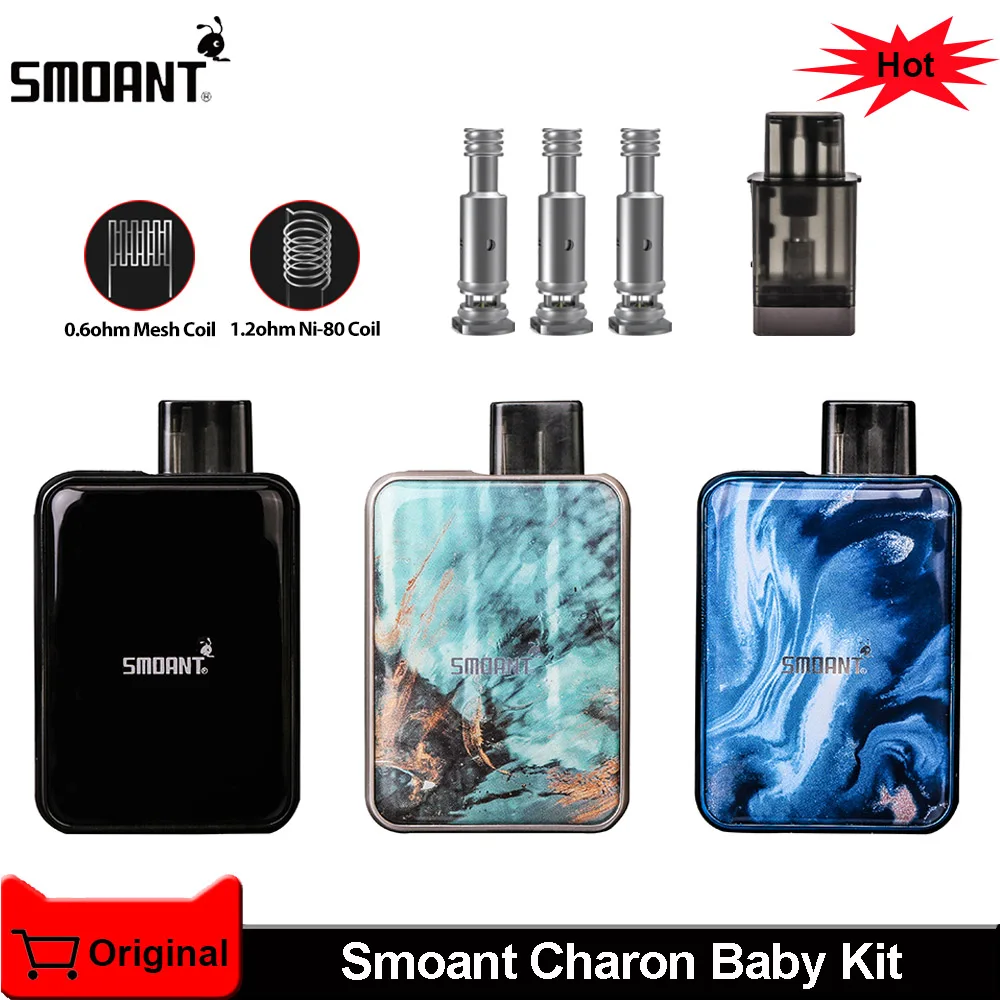 Оригинальный набор Smoant Charon Baby 750 мАч с емкостью 2 мл Ом Ni-80 сетчатая катушка |