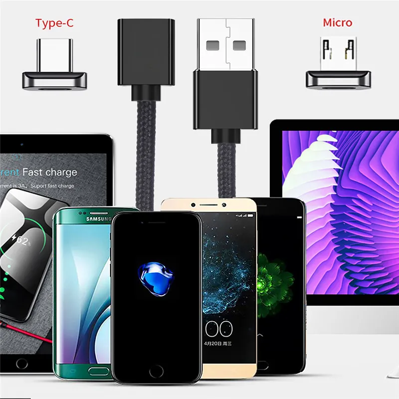 3а Магнитный type-C Micro USB кабель супер кабель передачи данных для быстрой зарядки креативный Магнит USB C быстрое зарядное устройство type C провод для мобильного телефона