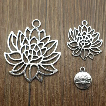 

20pcs/lot Charms lotus DIY Jewelry Findings DIY Jewelry Making Jewelry Accessories Antique Silver Color lotus Flower Charms