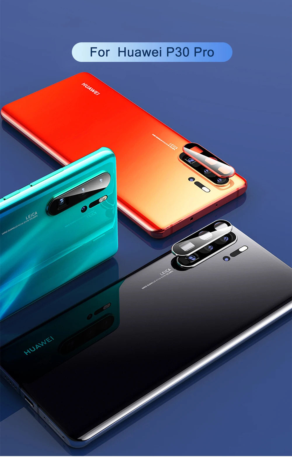 Защитное стекло для объектива камеры huawei P30 Pro, Защитное стекло для объектива камеры huawei P30 P 30 Pro, защитное металлическое кольцо
