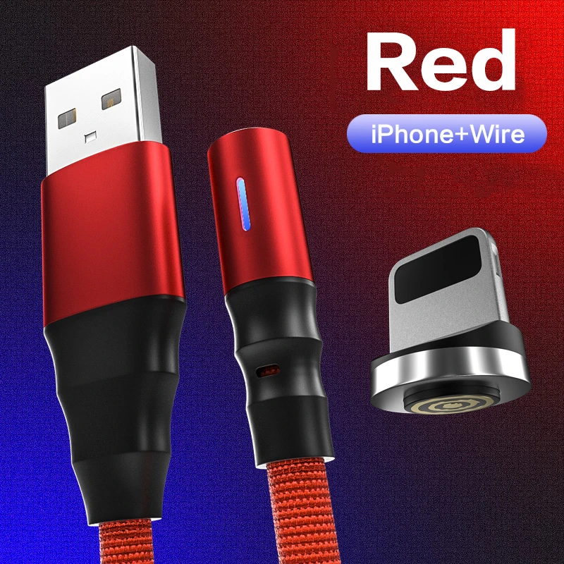 For iPhone Red Магнитный зарядный кабель 3A, быстрая зарядка, Micro USB кабель, usb type C для samsung, huawei, Xiaomi, Honor, iPhone, магнитный шнур для зарядки - Цвет: For iPhone Red