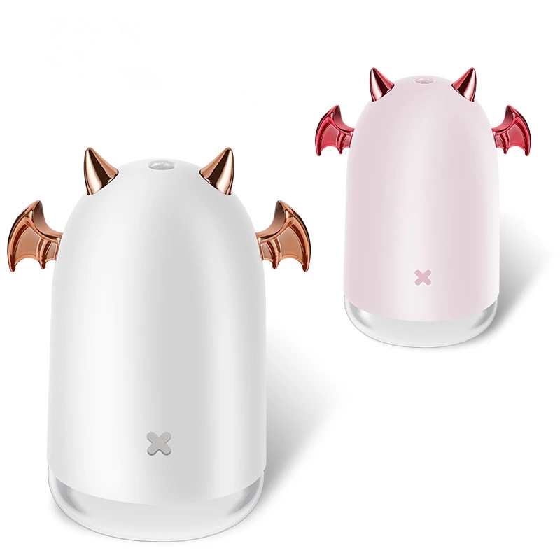 230Ml Ultrasonic Air Humidifier Little Devil Usb Aroma Essential Oil Diffuser for Home Car Mist Maker Color Led Lamp