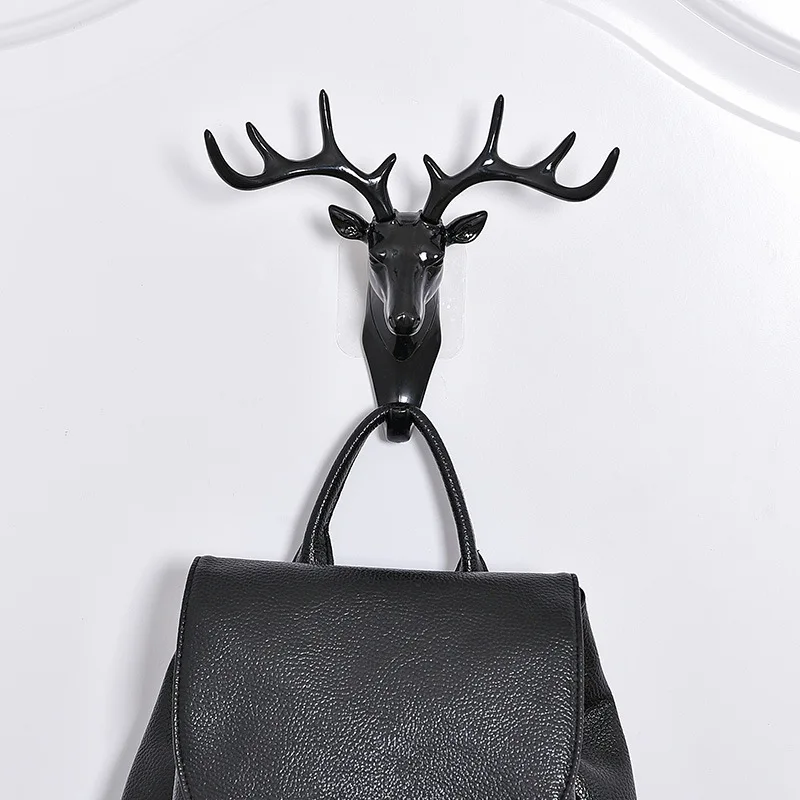 

Wall Hanging Hook Vintage Deer Head Antlers Strong Self Adhesive Door Wall Hanger Hooks Decrative Hanger Suction Cup Sucker