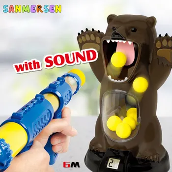 

Shoot Hungry Bear Toy Gun Electronic Scoring Safety EVA Bullet Ball For Children Boys Shooting Game Target Power Popper Gun Toys