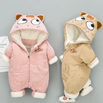 

Cute Casual Winter Newborn Infant Baby Girls Boys Jumpsuit Thick Cartoon Floral Ruffle Bear Romper Jumpsuit Playsuit Outfits