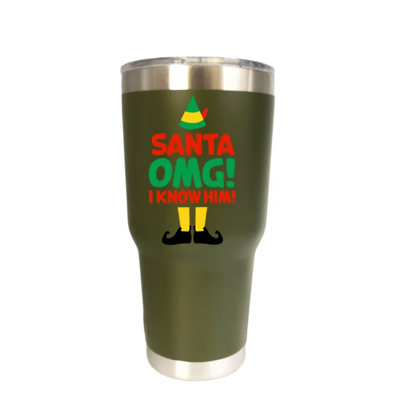 30 oz green Рождественская 20 унций тумблер дорожная Автомобильная кружка с двойными стенками Изолированная вакуумная фляжка из нержавеющей стали Термос водяное бутылочное пиво кофейная чашка - Цвет: 30 oz green