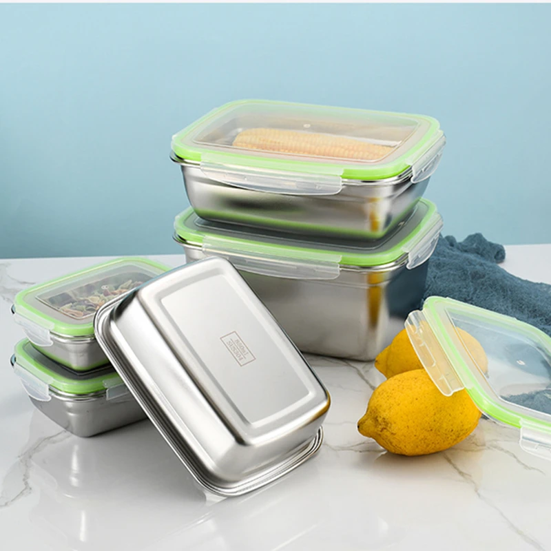 Food Storage Box Practical Food Stainless Steel Crisper Storage Box  Reusable Lunch Box Lunch Container with