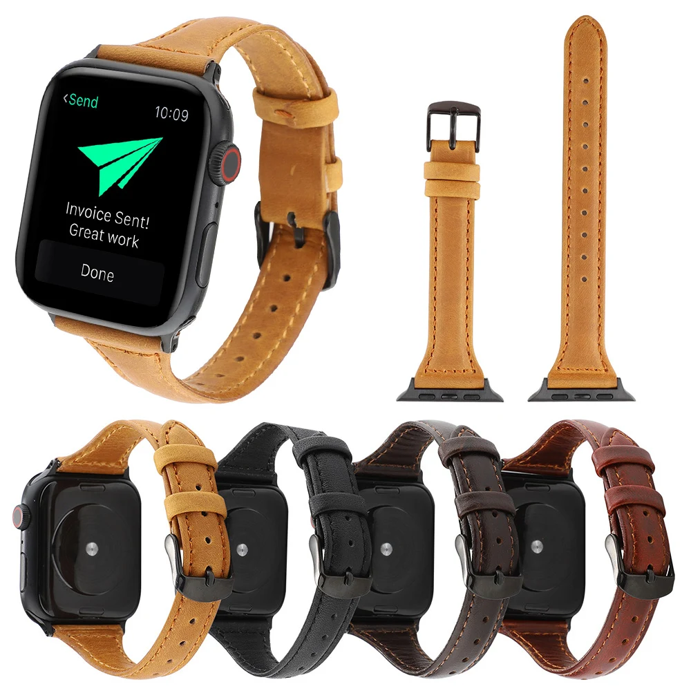 Crazy Horse зерна ремешок для наручных часов Apple Watch, версии 5/4/3/2/1 масло воск кожаный сменный Браслет для наручных часов iWatch 38/42/40/44 мм