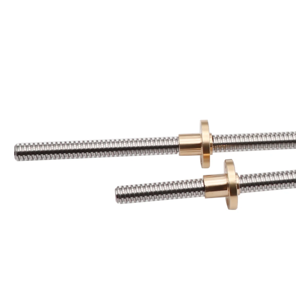 T8 리드 스크류 OD 8mm 피치 2mm 리드 2mm/8mm 150mm 200mm 250mm 300mm 330mm 350mm 400mm 500mm Reprap 3D 프린터 용 황동 너트 포함