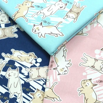 

Cute cat l100% cotton print fabric, handmade DIY garment dress girl children cloth 110*45cm