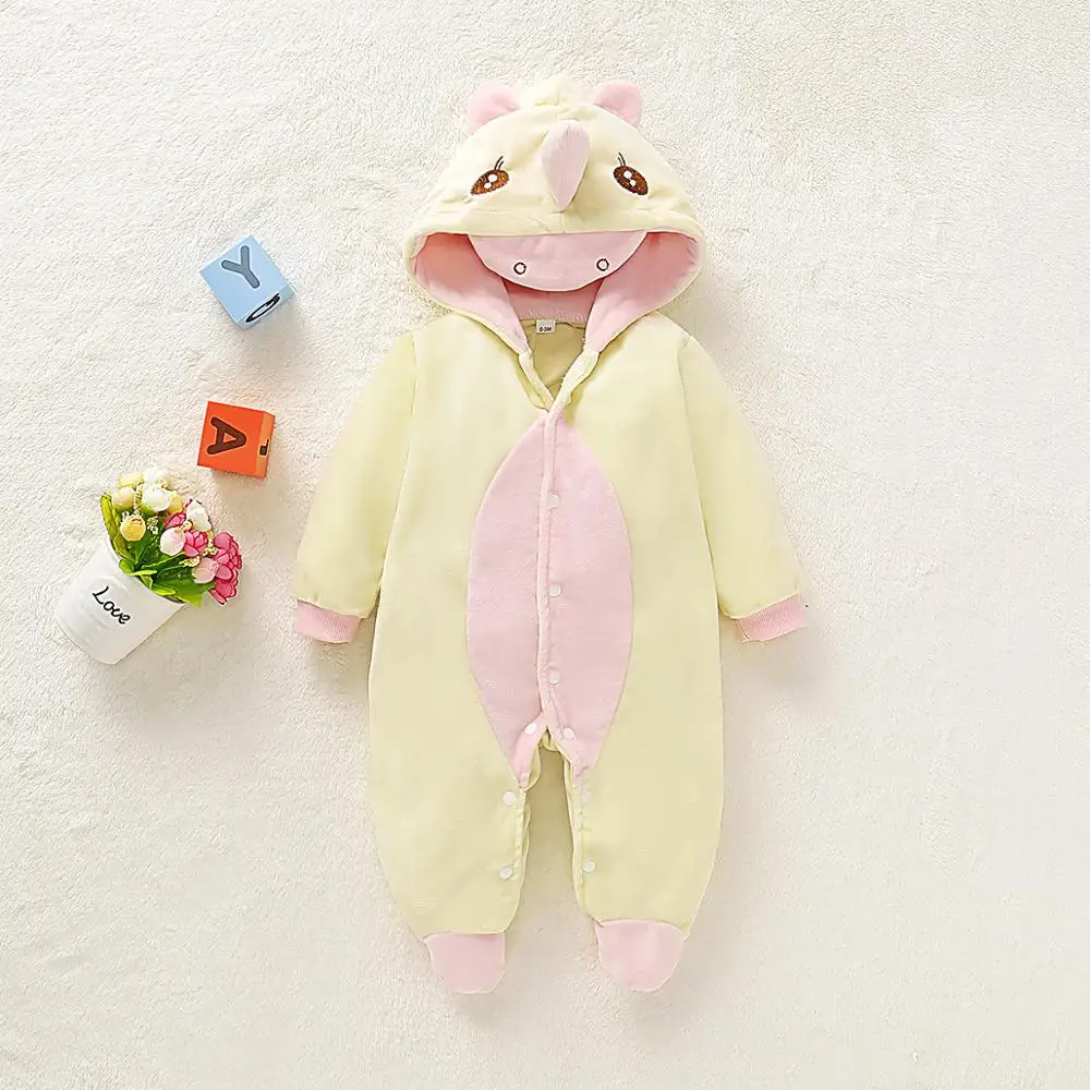 Baby Rompers Button Up Infant Boys Girls Jumpsuits Pajamas Long Sleeve Toddler Kids Overalls Playsuit One Piece Children Clothes