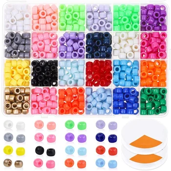 

Pony Beads, 9mm Rainbow Pony Beads Bulk with Smooth Surface for Friendship Bracelet and Jewelry Making