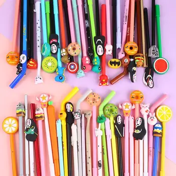 

60Pcs/set Funny Colors Kawaii Cute Gel Pen Spirited Away Anime Kawai Stationery School Supply Stationary Office Accessory Thing