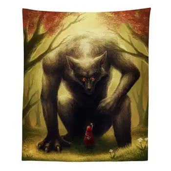 

Werewolf and Little Girl in The Foggy Forest Picture Digital Print Wall Tapestry