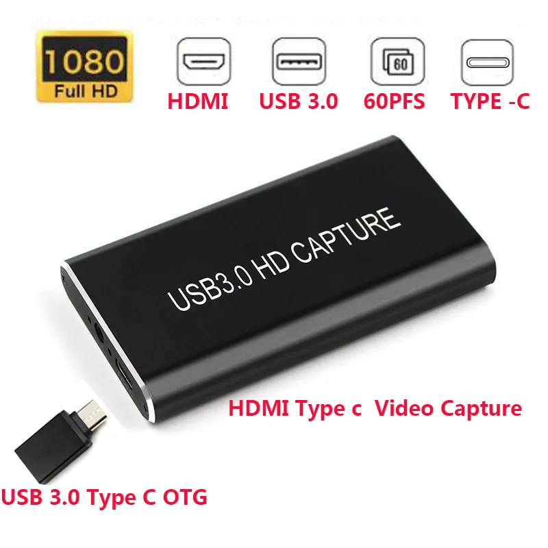 

UVC USB 3.0 HDMI To TYPE C HDMI 1080P 60fps Portable Audio Video Capture Card High Speed Full HD Computer Accessory Game Record