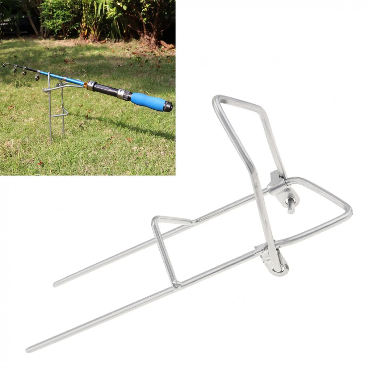 Stainless Steel Telescopic Tripod Fishing Rod Stand Rest Ground Holder Bracket
