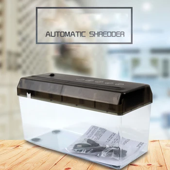 

Small Electric A4 Paper Shredder Strip Cut Desktop Office USB Battery Shredder with 4L Wastebasket Paper Documents Cutter