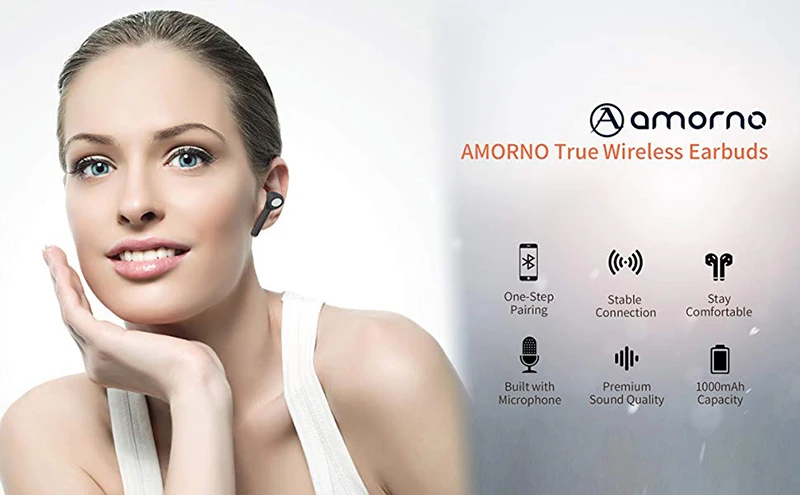 Amorno T1 Bluetooth 5,0 стерео наушники TWS наушники с шумоподавлением наушники-вкладыши Встроенный микрофон гарнитура 1000 мАч