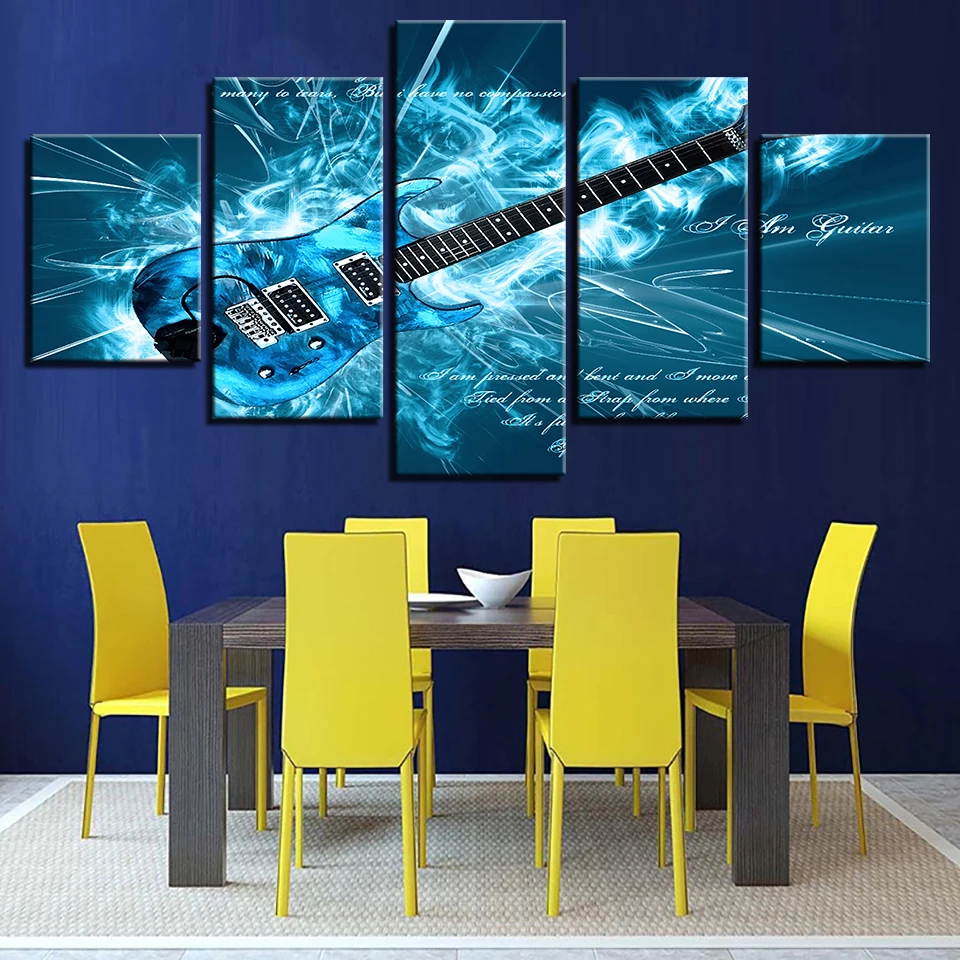 5 шт. настенные картины на холсте с изображением электрической гитары | Дом и сад