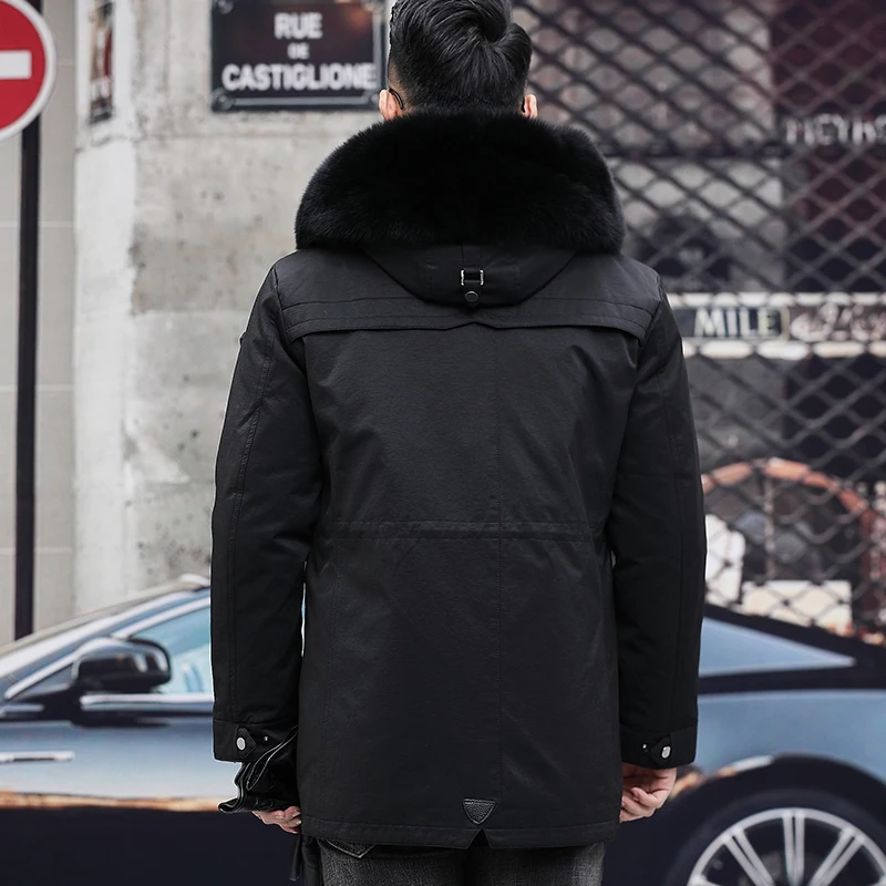 Зимняя новая одежда мужская с капюшоном пальто мех меховой воротник пальто для сохранения тепла