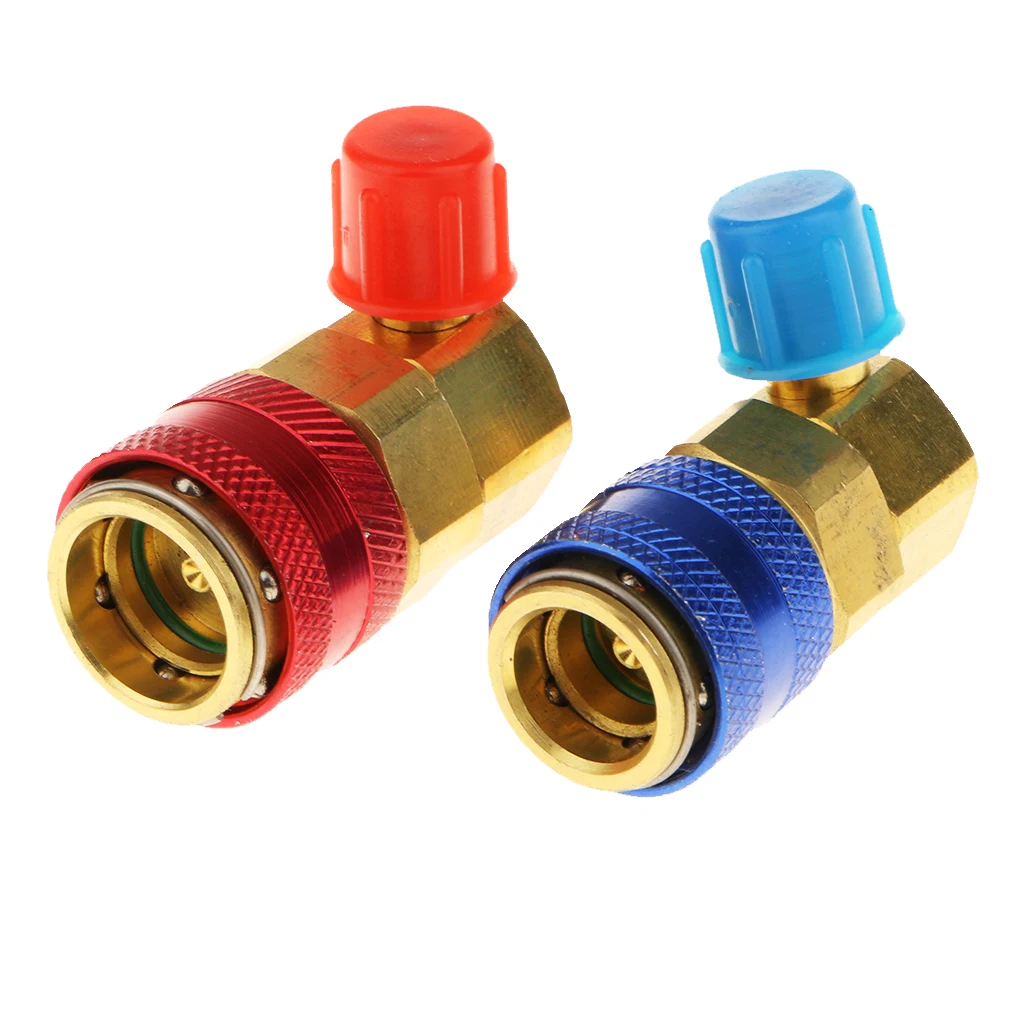 2PCS R134A Adapter Quick Coupler High Low AC Condition Manifold Gauge Hose