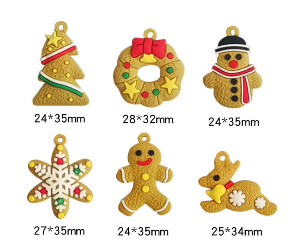 Mini Gingerbread Man Christmas Ornaments Deer Snowman Chrismas Tree Pendant Decoration New Year Decor Party Supplies 6pcs/lot