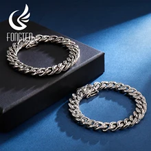 Fongten винтажный циркониевый кубинский браслет-цепочка для мужчин серебряное Золото Нержавеющая сталь панк браслеты ювелирные изделия