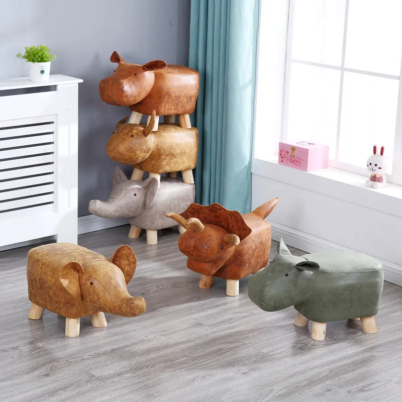 

Children Small Low Chair Creative Animal Elephant Stool Dinosaur deerhound Cattle Cartoon Sofa Footstool Factory Gift