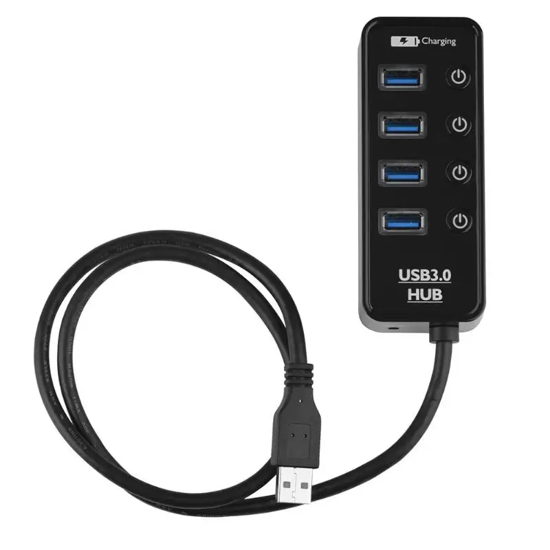 4 порта USB 3,0 концентратор разветвитель индивидуальный Переключатель ВКЛ/ВЫКЛ с 1 usb зарядным портом адаптер питания офисные принадлежности 110x44x24 мм