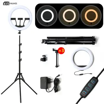 

14 inch Led Selfie Ring Light Camera Phone Ring Lamp with Remote control Muti-phone holder For Makeup Video Live Studio