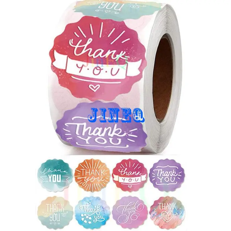 500pcs Thank You Stickers Labels in Roll Colorful Watercolor Design for Small Business, Wedding Favors, Birthdays, Bakeries,Mail