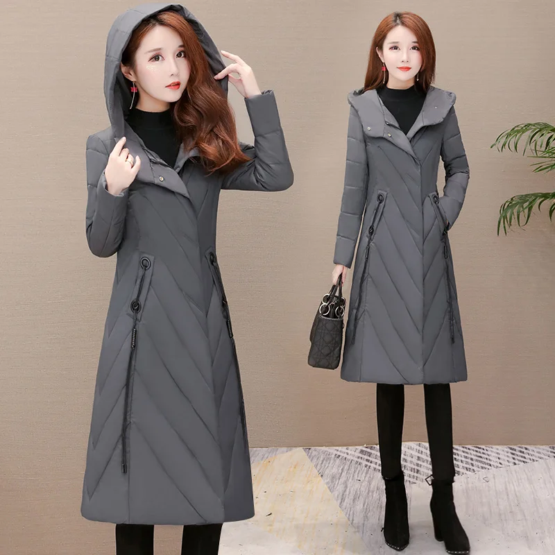 black Thicken Warm Outwear Women Autumn Winter High Quality Parkas Female fashion Hooded Large size L-5XL Cotton Coats women