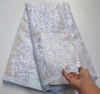 

African lace fabric 2020 High Quality Sequins Embroidered Organza Lace french Tulle Lace Fabric for nigeria party dress RD8-74