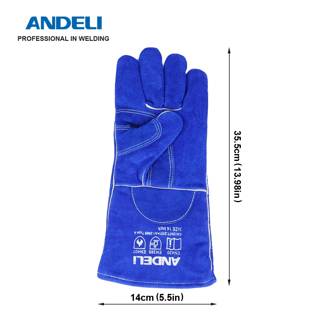 ANDELI Welding Gloves BBQ/Animal handling gloves with Extra Long Sleeve TIG/Mig/Welding Gloves Heat/Fire Resistant 