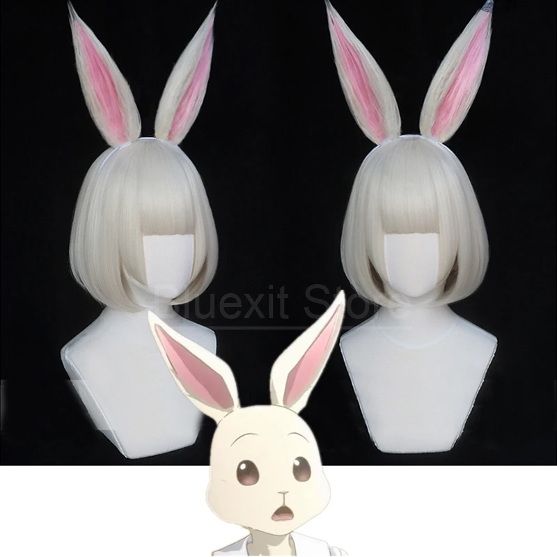  2019 Anime BEASTARS Haru Wig Bunny Rabbit Ears Personified Beasts Cosplay Short BOBO Hair Girl Hall