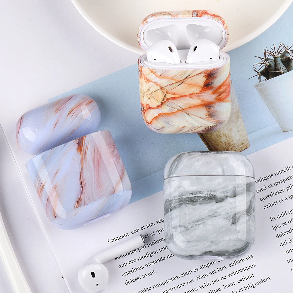 

Fashion Marble Case For Airpods 2 1 Bluetooth Earphone Charging Box Case For AirPods 2 1 Silicone Earphone Case Protective Cover