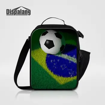 

Fashion National Flag Soccers Pattern Lunch Bags For Boys Student Canvas Cooler Bag Thermal Lunchbox School Reusable Food Bag