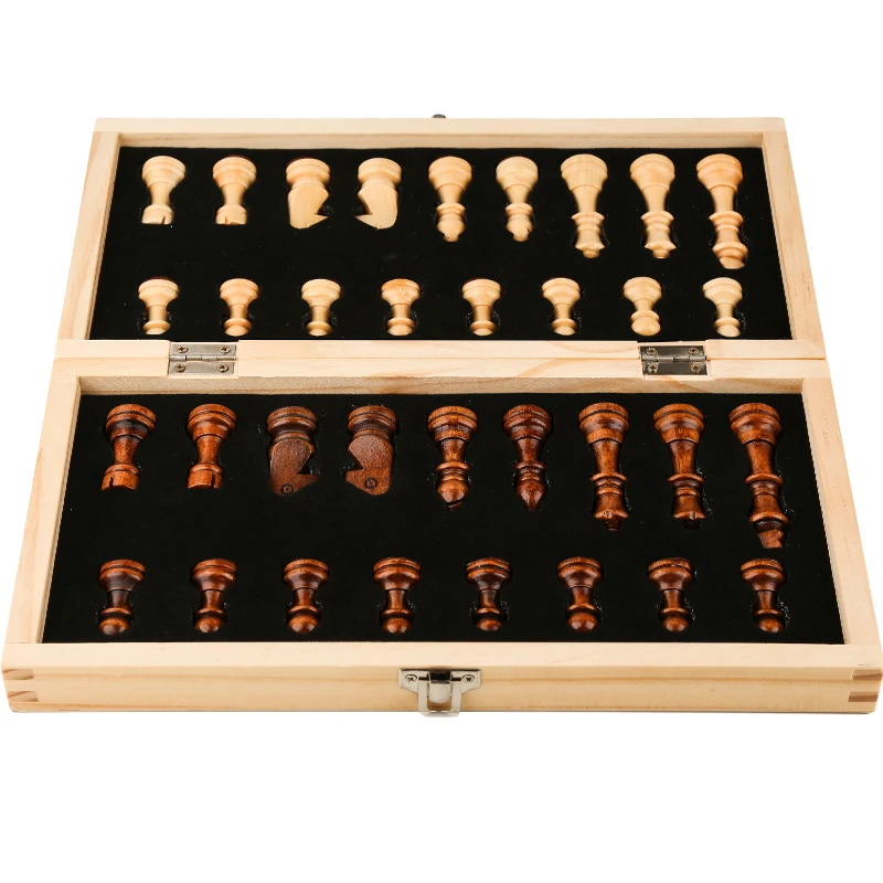 4 Queens Magnetic International Chess Game Wooden Chess Set Wooden Pieces Foldable Chessboard Gift I157