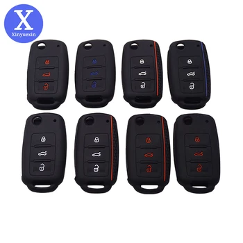 

Xinyuexin Silicone Car Key Cover for VW Golf Polo Jetta Passat Scirocco Tiguan for SEAT Leon Ibiza Key Case Cover Car Accessory