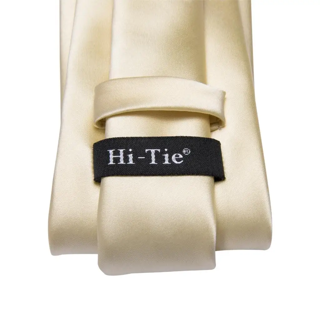 Hi-Tie, мужской галстук, однотонный шелковый галстук цвета шампанского, вечерние, свадебные галстуки для мужчин, Шелковый желтый галстук, набор галстуков для отца C-3266, Прямая поставка