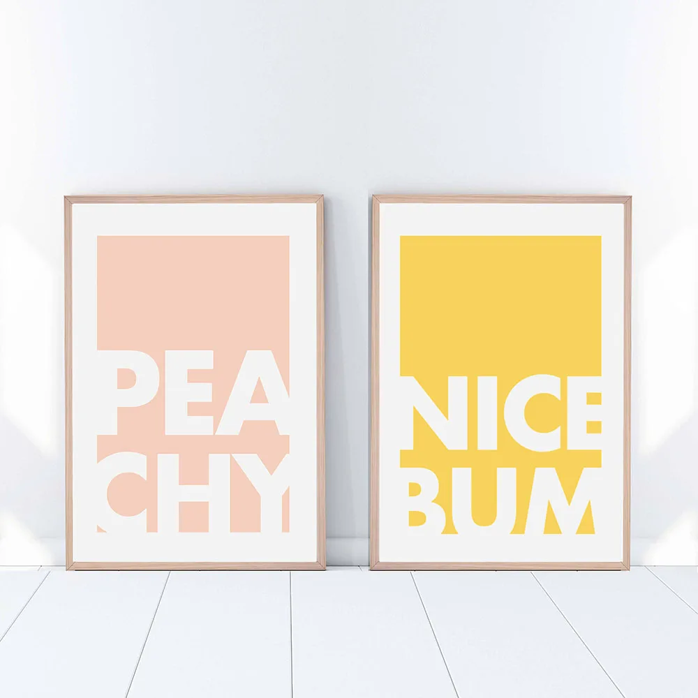 Nice Bum Wall Art Canvas Painting Modern Funny Yellow And Pink Toilet Rules Sign Poster Print Humour Picture Bagno Home Decor