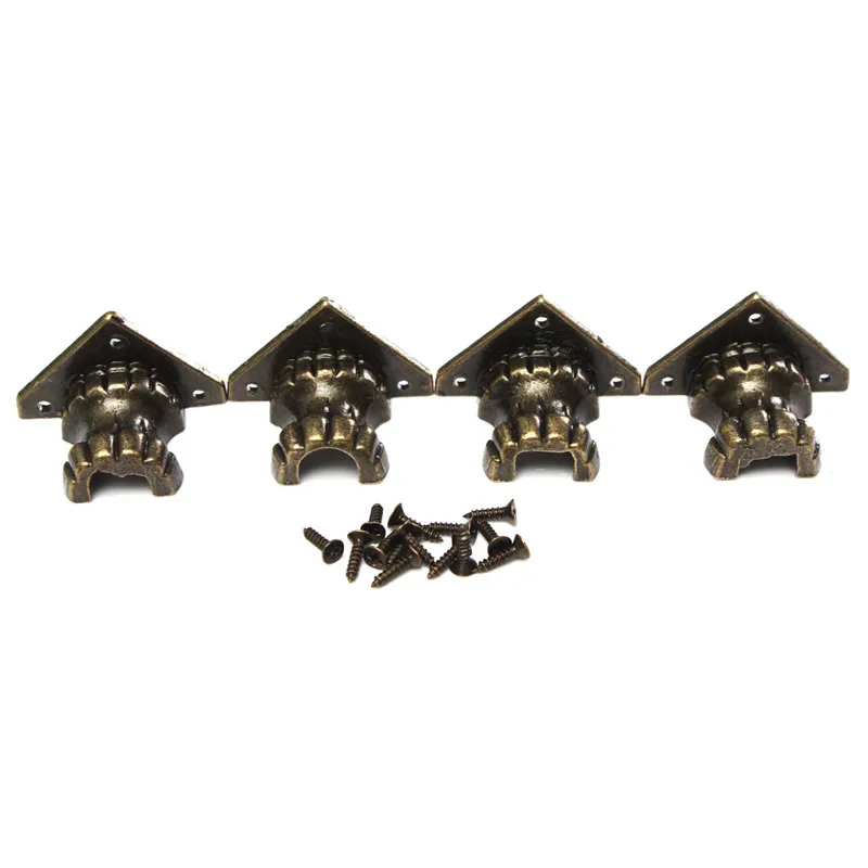 New Arrival High Quality 35*25MM Zinc Alloy Retro 4pcs Antique Brass Jewelry Chest Wood Box Decorative Feet Leg Corner Protector |