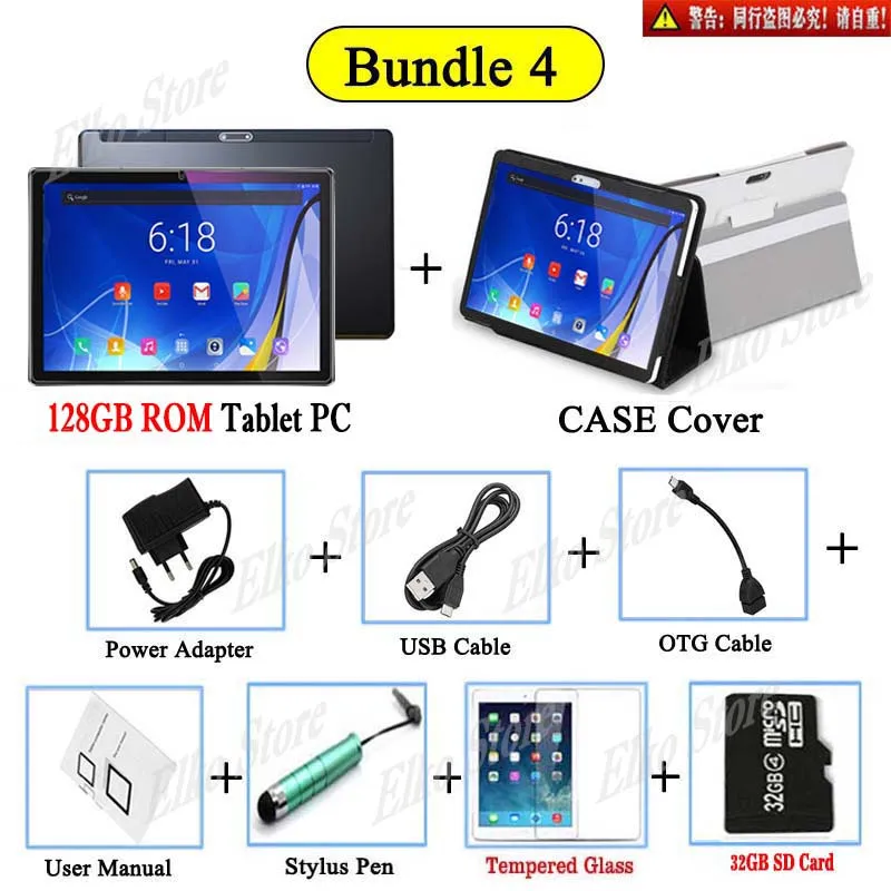 128G ROM Add Case Новейшая модель; Google версия DHL планшетный ПК 10 дюймов 6 ГБ Оперативная память 64/128 ГБ Встроенная память Deca Core Android 8,1 OS 2.5D закаленное Стекло планшетных компьютеров - Комплект: 128G ROM Add Case