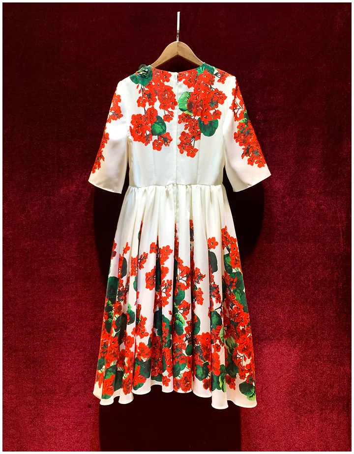 Новое поступление осеннее женское платье до колена с принтом Vestidos с высокой талией и круглым вырезом, модное платье с аппликацией и бисером