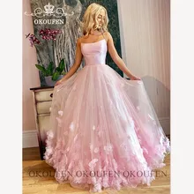 Великолепные пышные платья с цветочной аппликацией и цветочным рисунком, розовое фатиновое платье Vestido De 15 Anos ТРАПЕЦИЕВИДНОЕ длинное платье для выпускного вечера для девочек